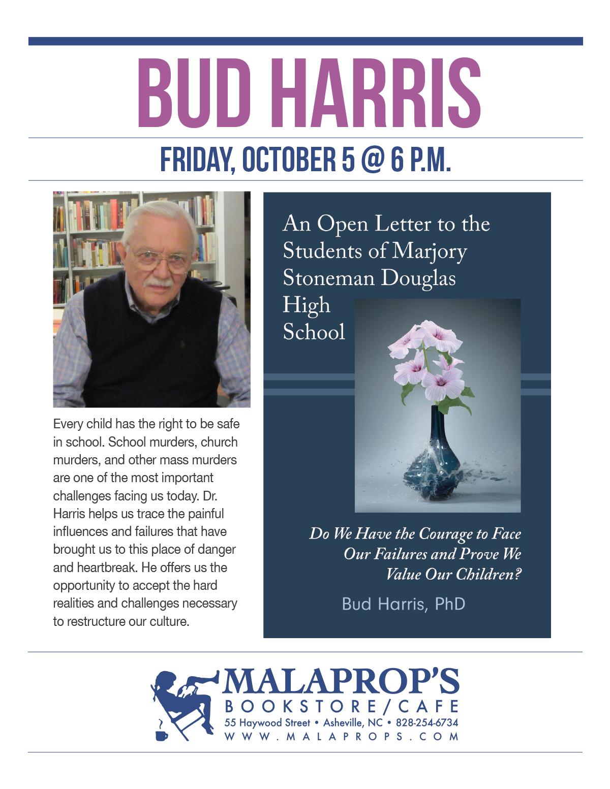 Bud Harris PhD presents his new book at Malaprop's Bookstore in Asheville