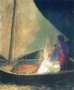 Boat with Two Figures, painting by Odilon Redding