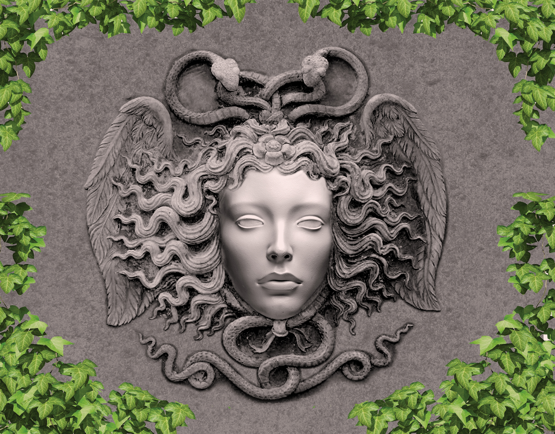 Medusa in stone collage